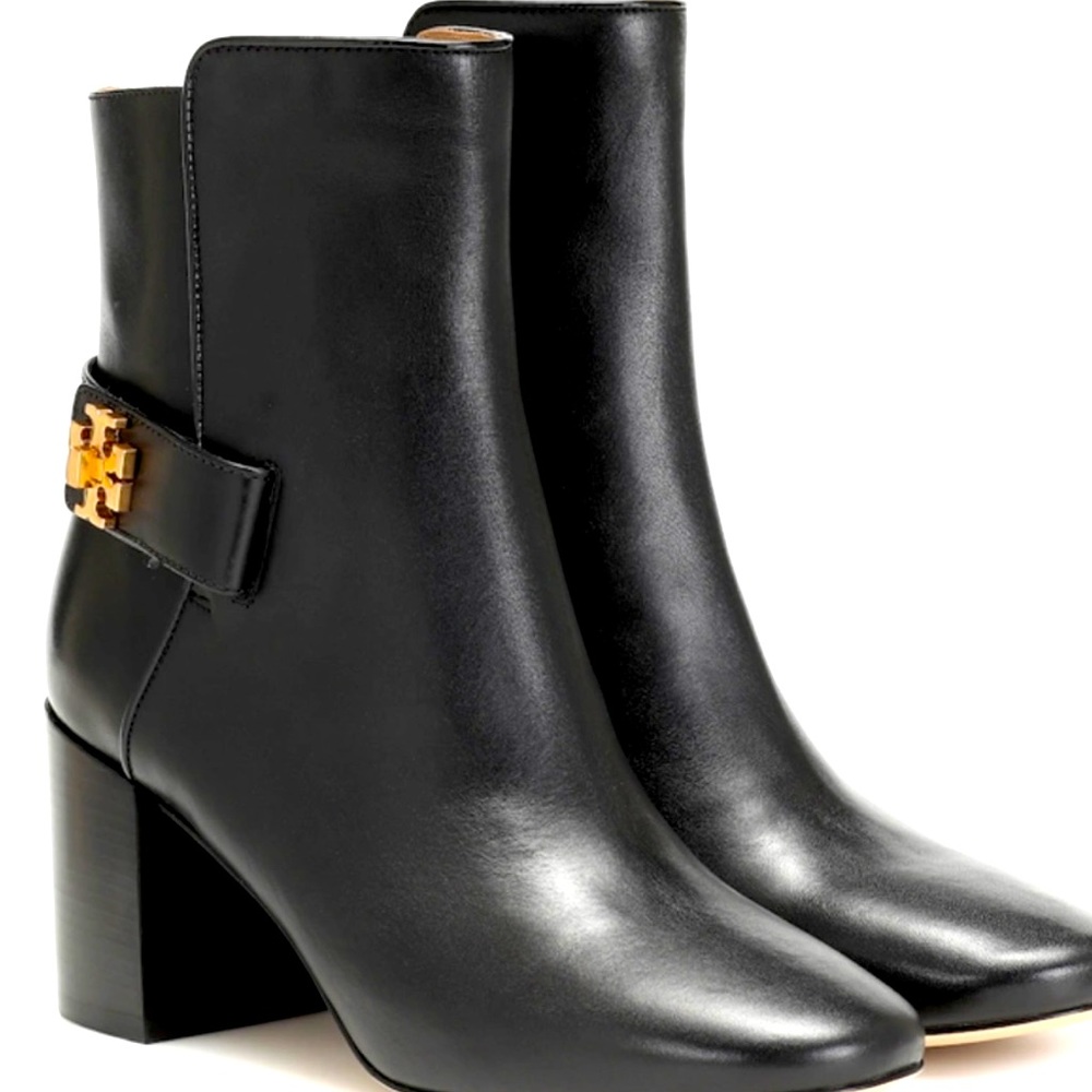 Tory Burch Kira 70MM Leather Women's Bootie 9.5 M Perfect Black